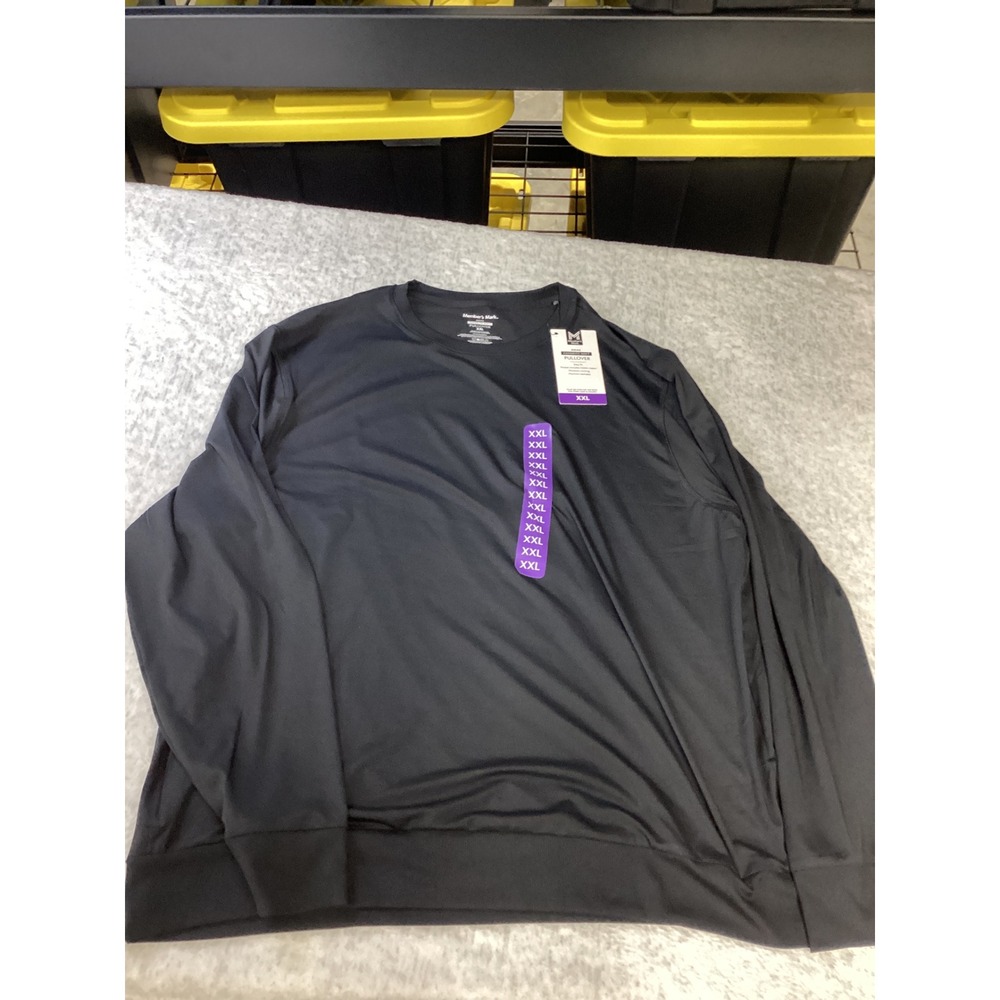 Members Mark Mens Favorite Soft Pullover Black XXL MM25549 Long Sleeve Pocket - Picture 2 of 5
